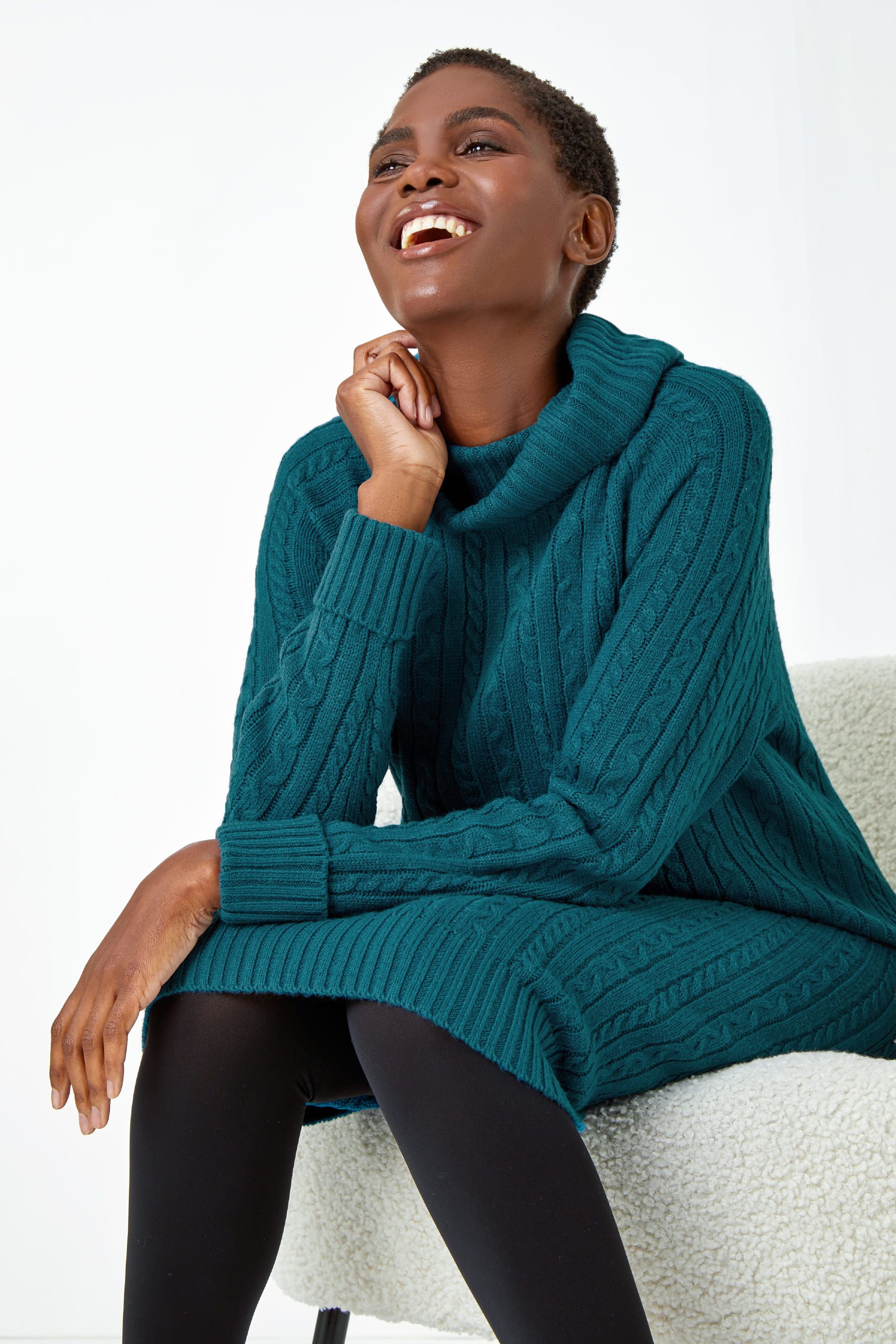 Buy Roman Dark green Roll Neck Knitted Jumper Dress from the Next UK online shop
