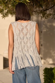 Silver Crochet Fringed Waistcoat - Image 2 of 6