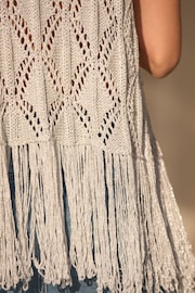 Silver Crochet Fringed Waistcoat - Image 4 of 6