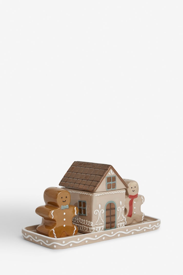 Natural Gingerbread Centrepiece with Salt and Pepper Shakers and Condiment Pot - Image 6 of 6