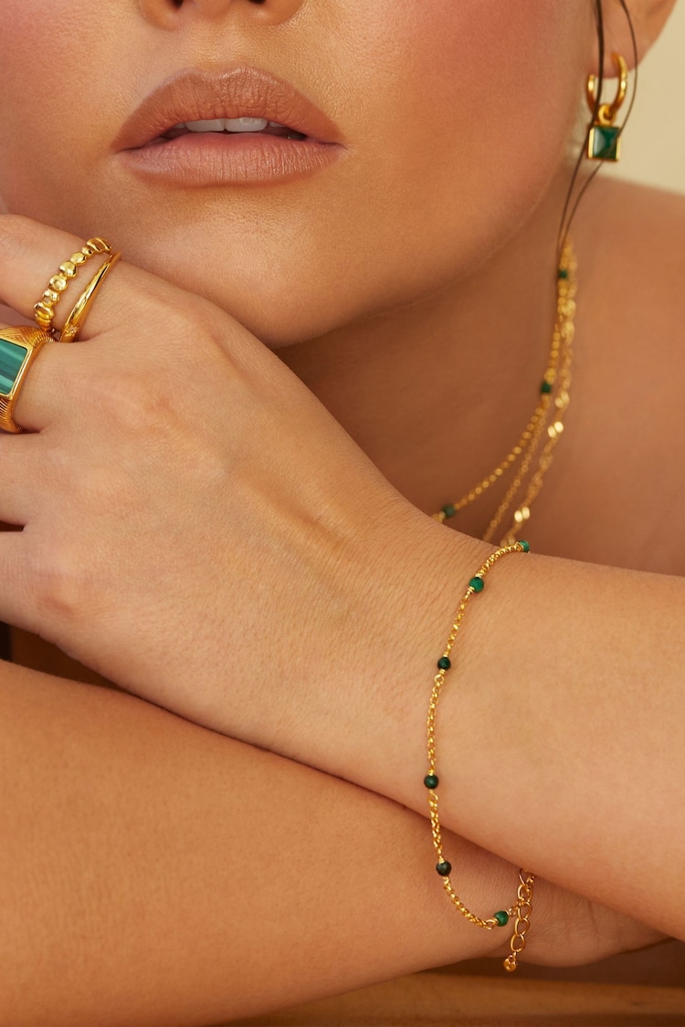 Hot Diamonds X JJ Gold Tone Revive Malachite Bracelet - Image 3 of 3