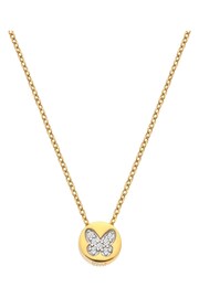 Hot Diamonds X JJ Gold Tone Butterfly Necklace - Image 1 of 3