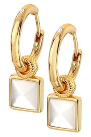 Hot Diamonds Gold Tone X JJ Calm Mother of Pearl Square Earrings - Image 1 of 3