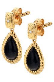 Hot Diamonds Gold Tone X JJ Black Onyx Oval Earrings - Image 1 of 3