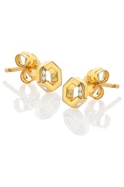 Hot Diamonds Gold Tone JJ Hexagon White Topaz Earrings - Image 1 of 3