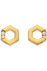 Hot Diamonds Gold Tone JJ Hexagon White Topaz Earrings - Image 2 of 3