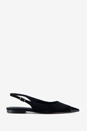 Mint Velvet Black Suede Toe Cap Flats Shoes - Image 2 of 4