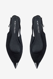 Mint Velvet Black Suede Toe Cap Flats Shoes - Image 3 of 4