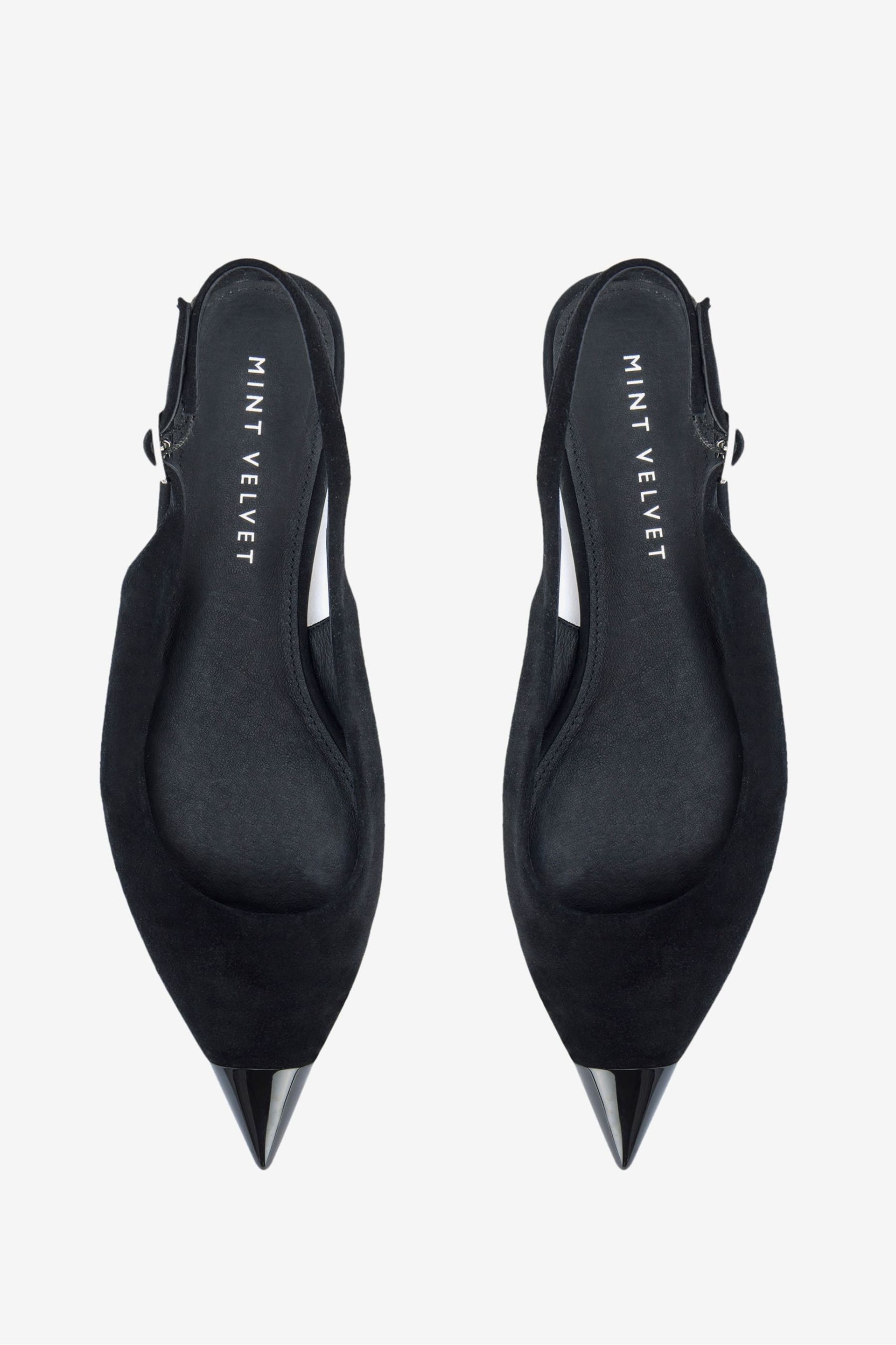 Mint Velvet Black Suede Toe Cap Flats Shoes - Image 3 of 4