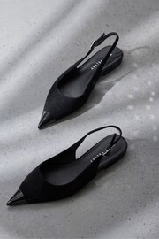 Mint Velvet Black Suede Toe Cap Flats Shoes - Image 4 of 4