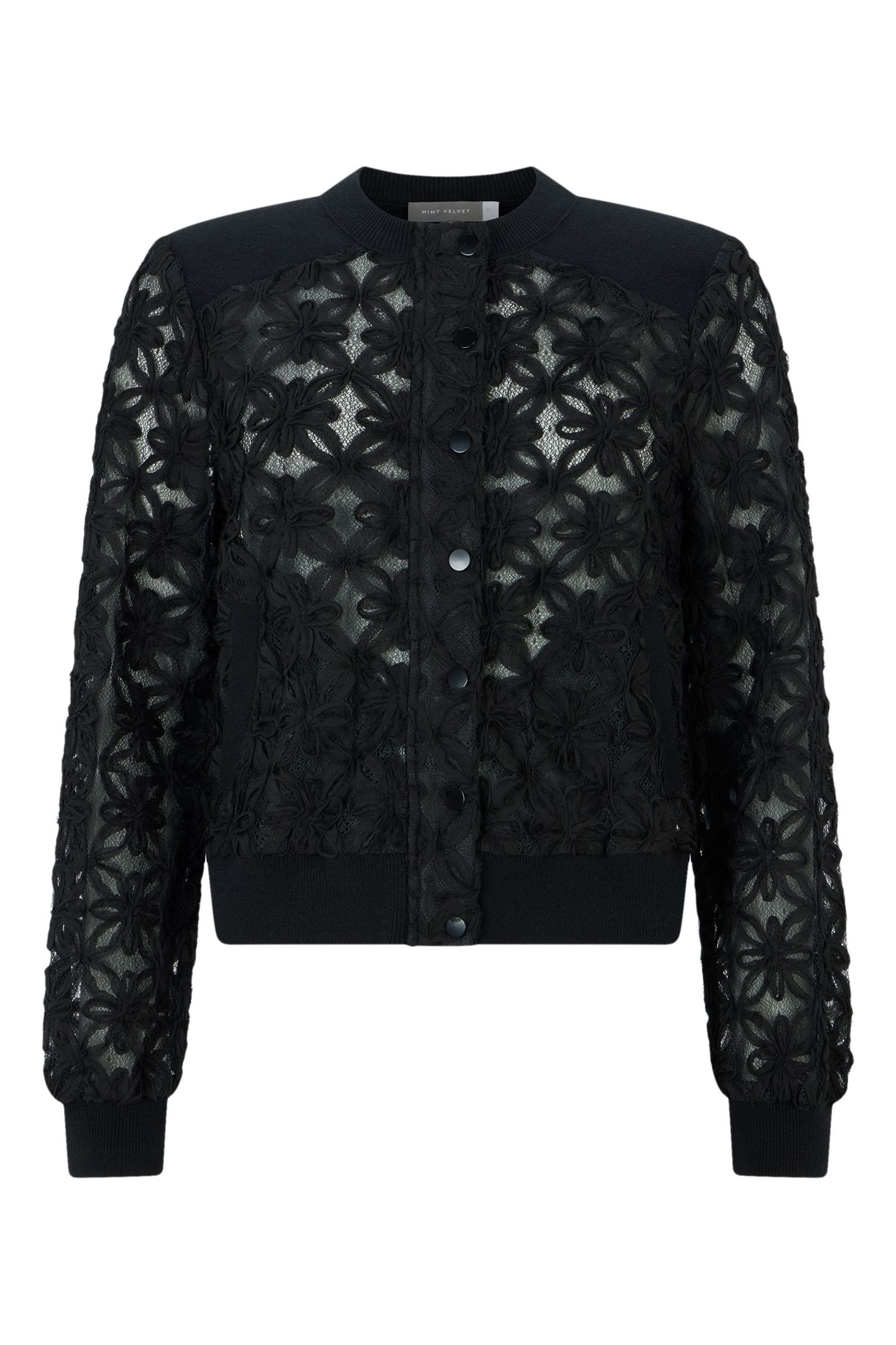 Buy Mint Velvet Black Lace Bomber Jacket from Next Luxembourg