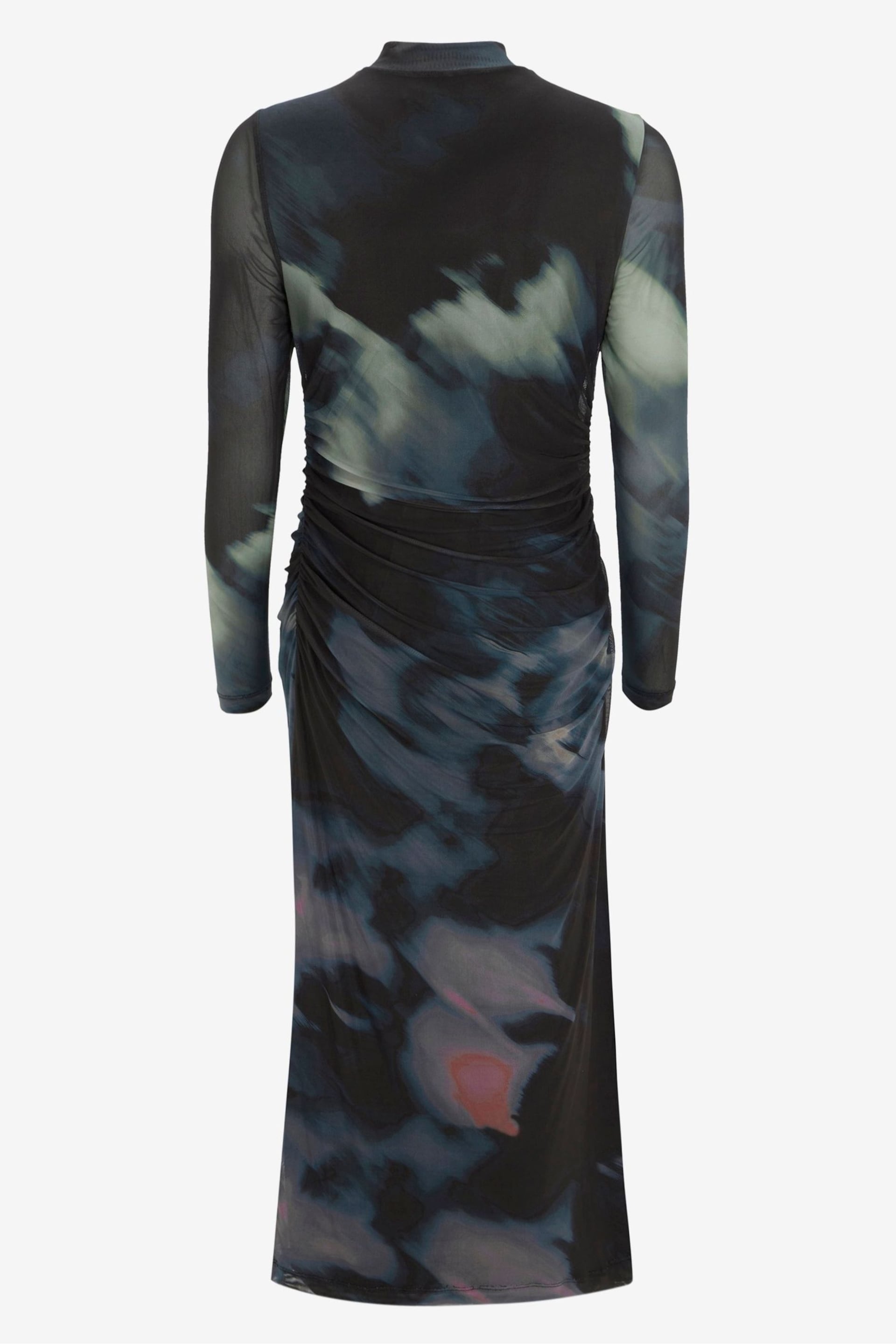 Mint Velvet Black Black Print Mesh Midi Dress - Image 6 of 6