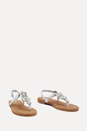 Linzi Silver Viola Flat T Bar Diamante Trim Sandals - Image 3 of 5