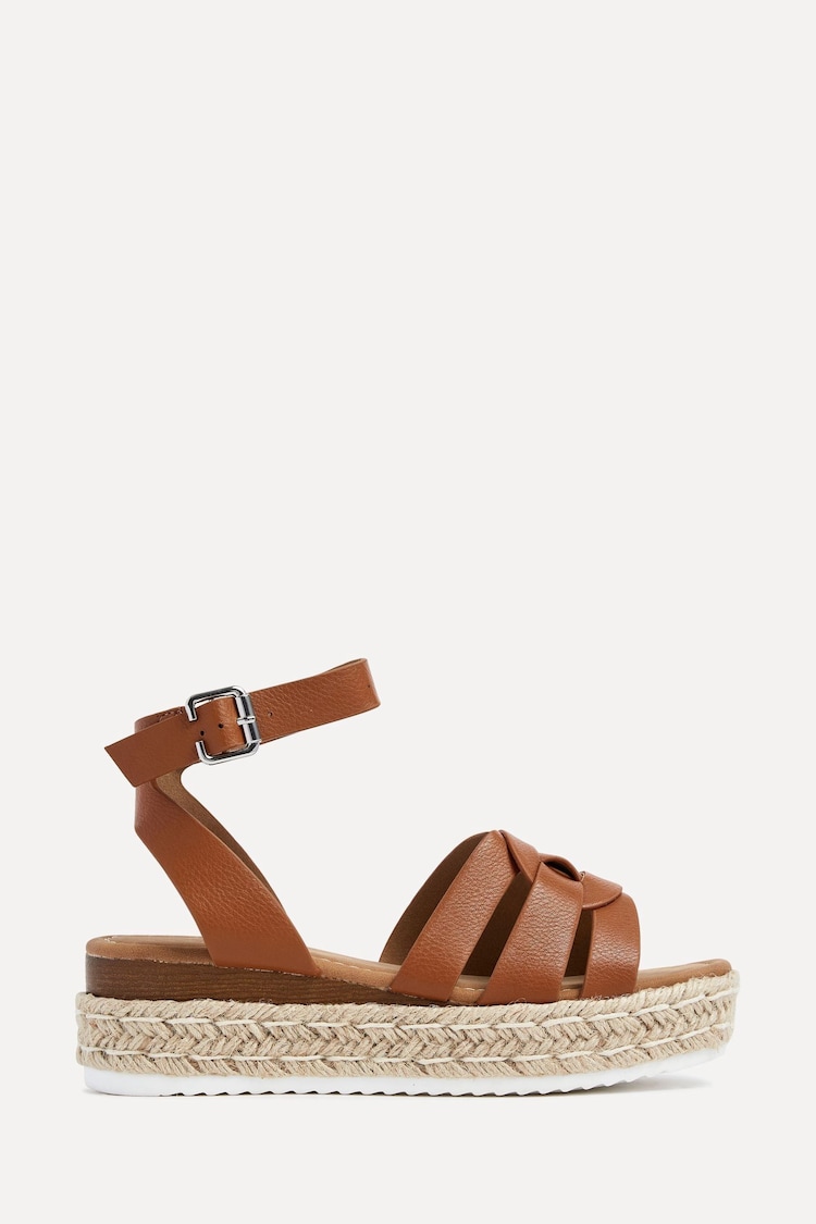 Linzi Brown Dakota Flatform Sandals With Round Interlinked Upper Design - Image 2 of 5