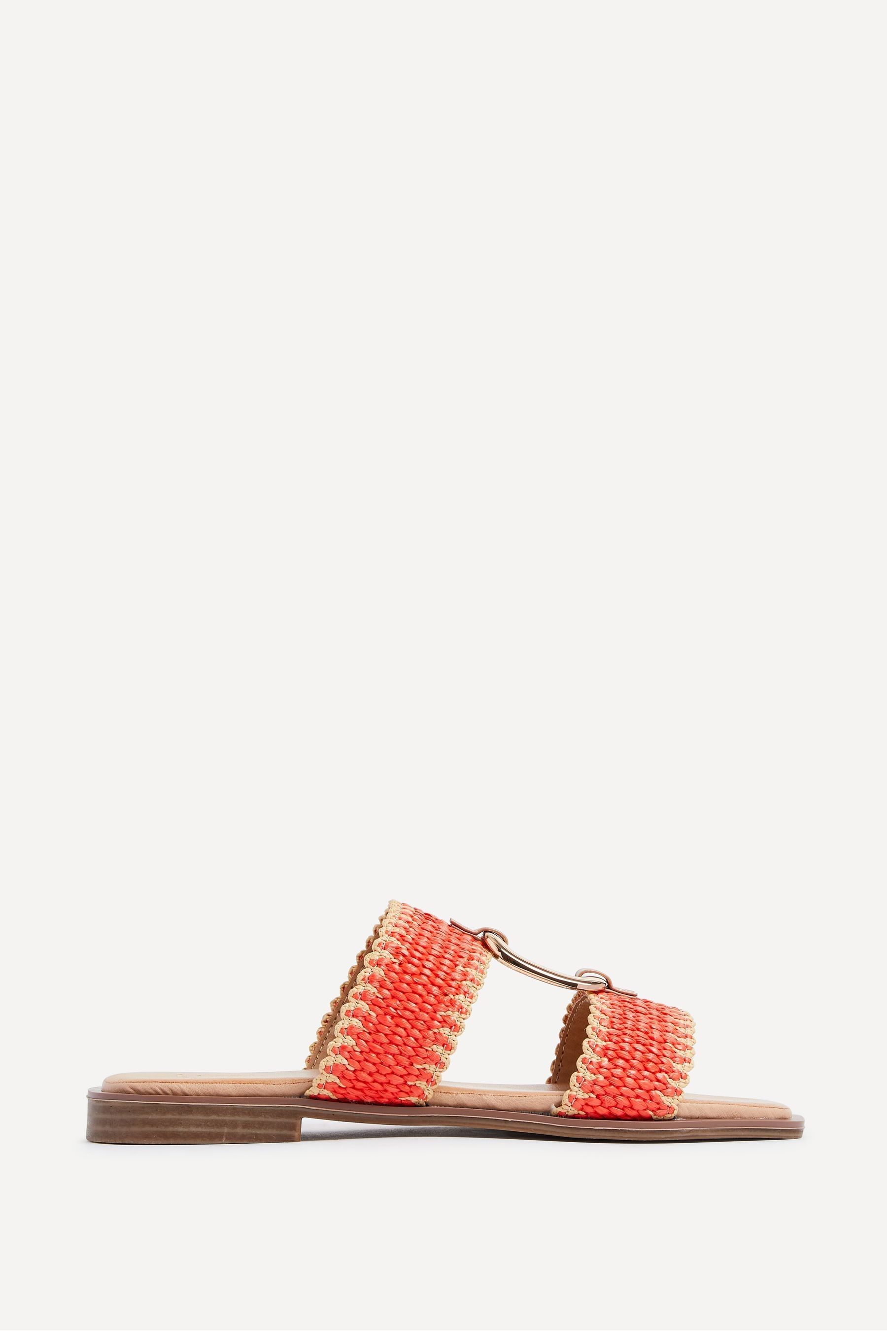 Buy Linzi Orange JoJo Flat Sandals With Raffia Straps And Large Buckle Detail from the Next UK online shop