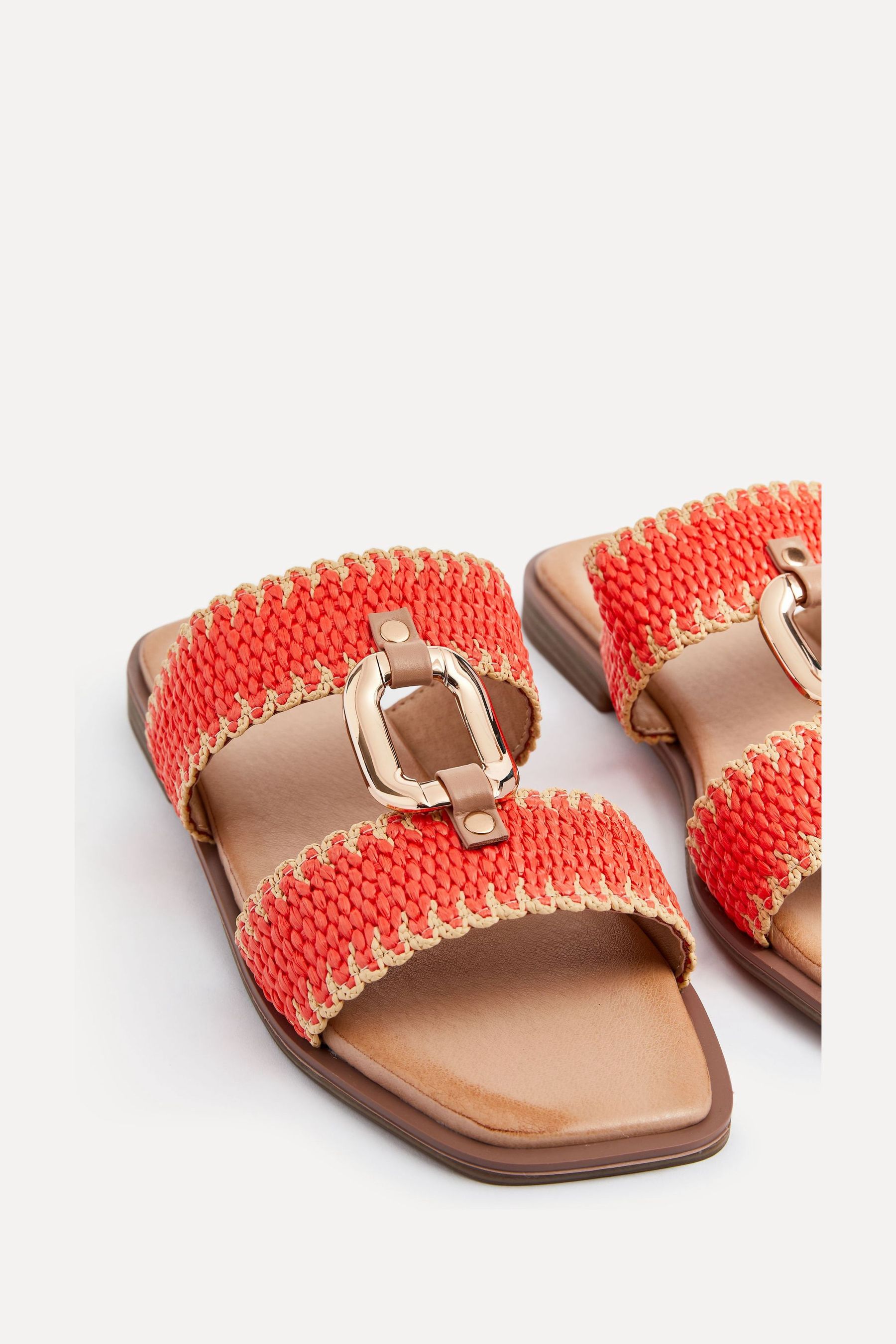 Buy Linzi Orange JoJo Flat Sandals With Raffia Straps And Large Buckle Detail from Next Ireland