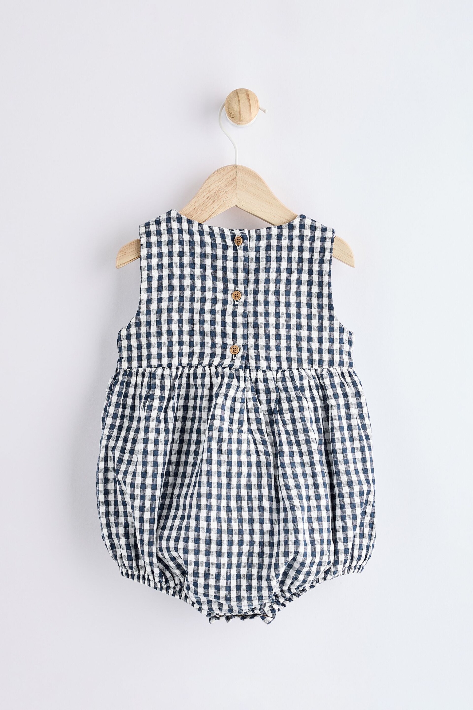 Navy Blue/White Gingham Woven Baby Bloomer Romper (0mths-2yrs) - Image 2 of 9