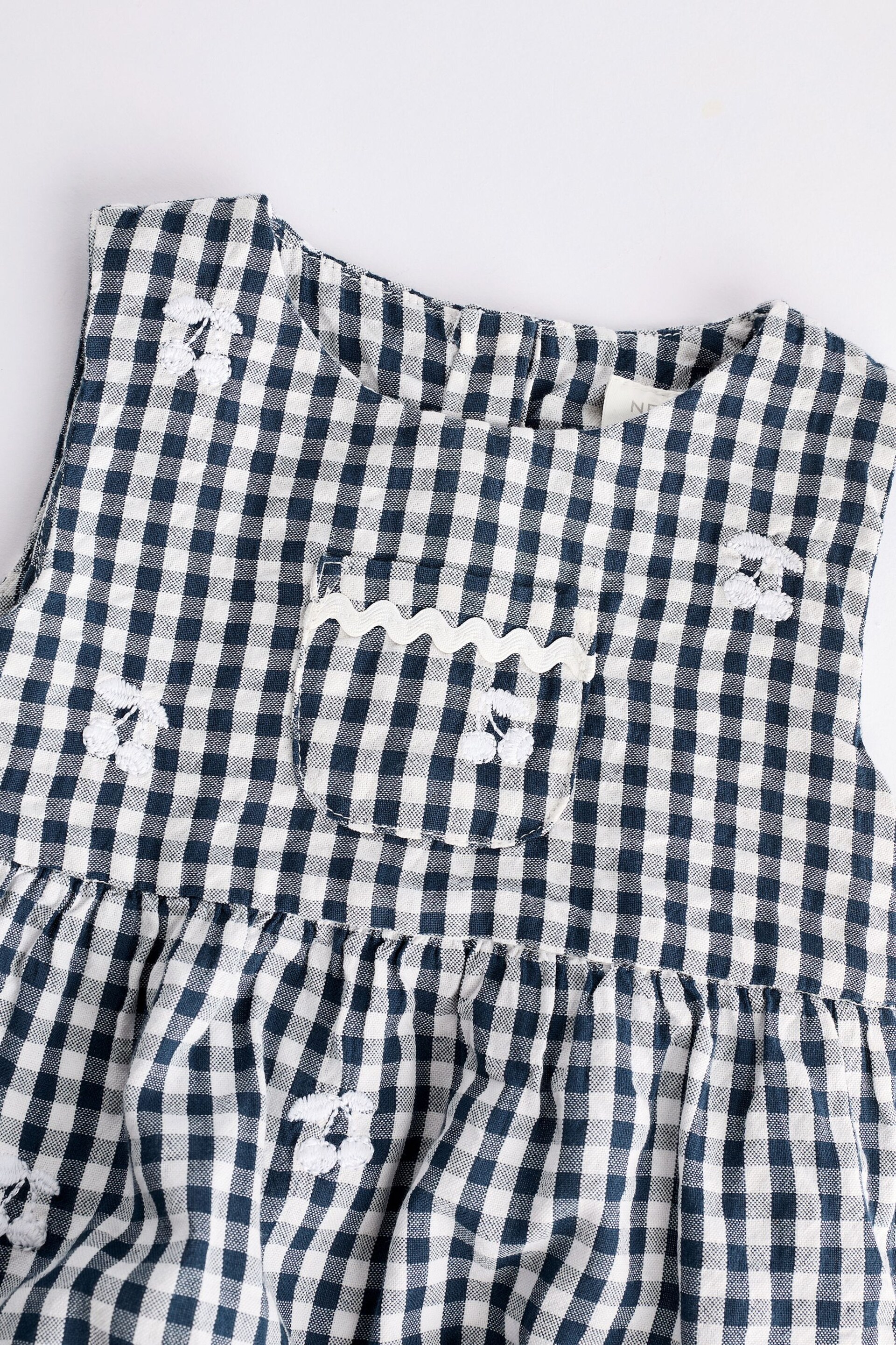 Navy Blue/White Gingham Woven Baby Bloomer Romper (0mths-2yrs) - Image 4 of 9