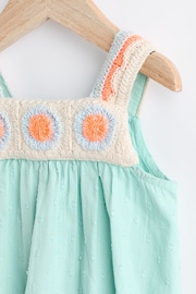 Aqua Blue/Coral Baby Crochet Bloomer Romper (0mths-2yrs) - Image 5 of 9