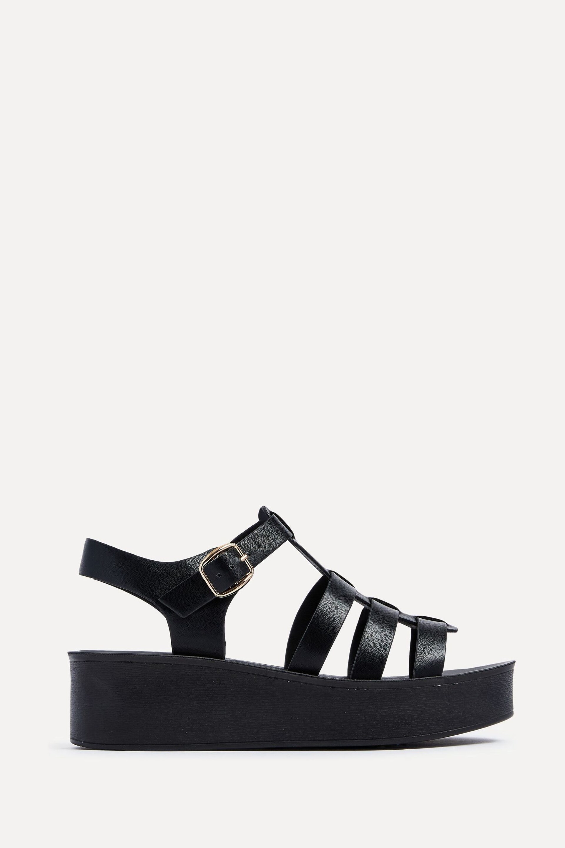 Linzi Black Rhoades Gladiator Inspired Flatform Sandals - Image 2 of 5