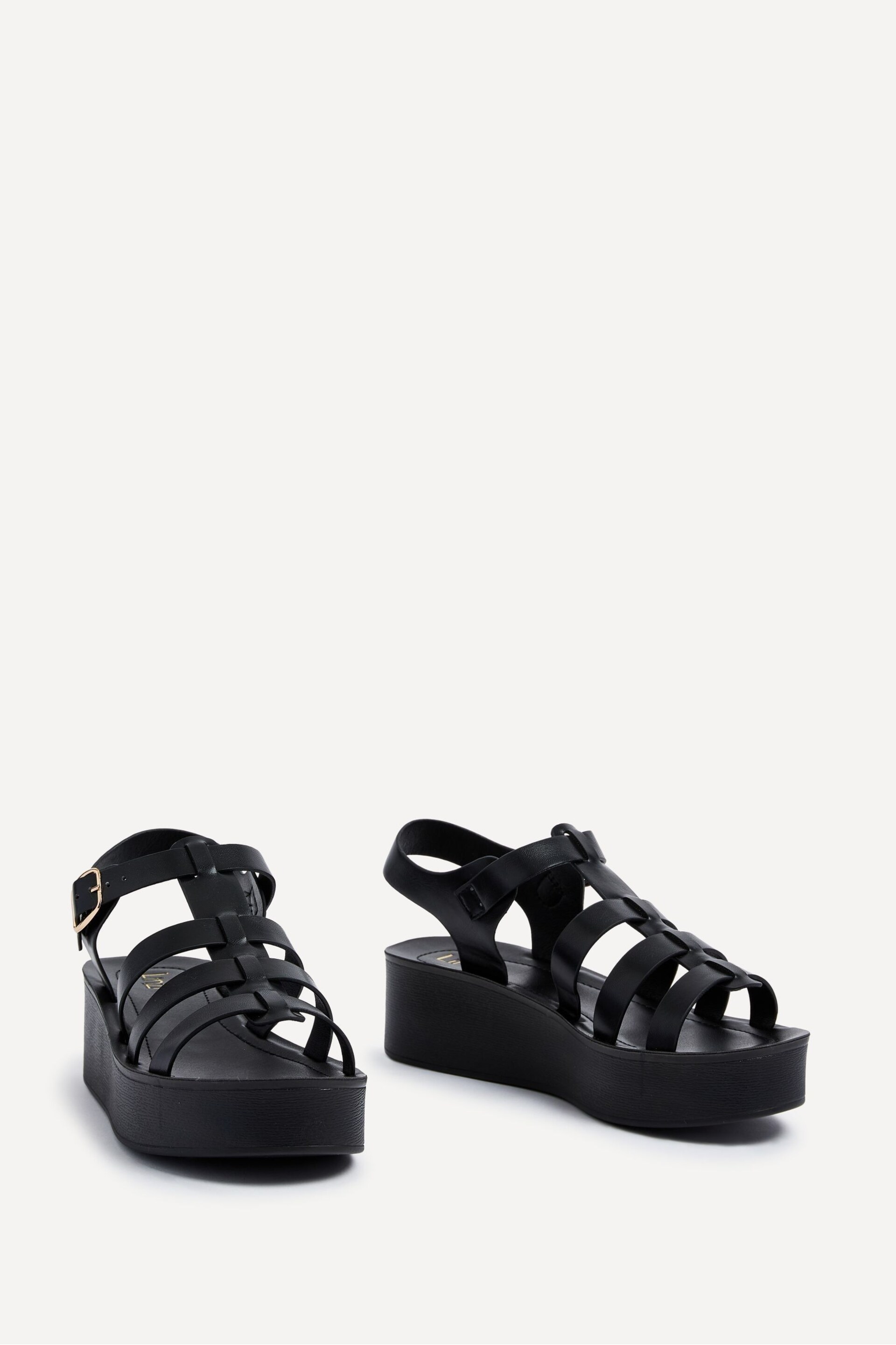 Linzi Black Rhoades Gladiator Inspired Flatform Sandals - Image 3 of 5