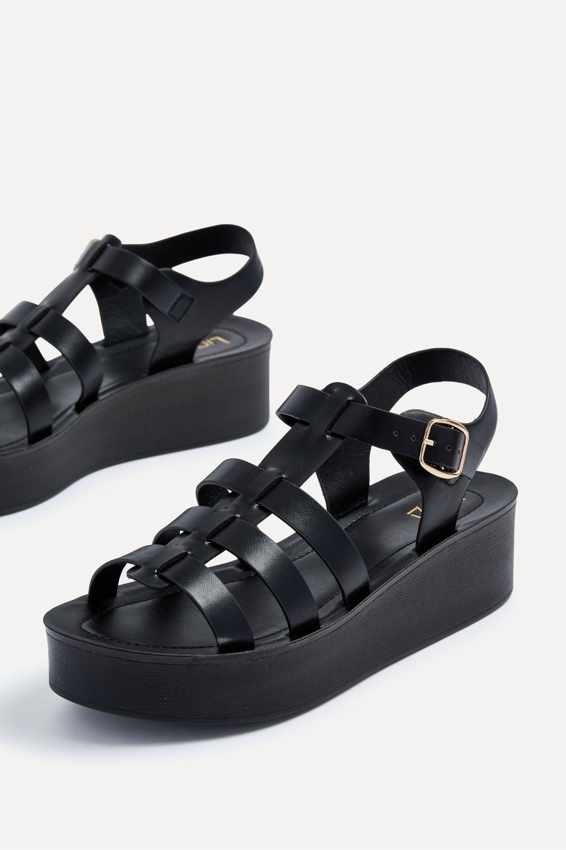 Linzi Black Rhoades Gladiator Inspired Flatform Sandals - Image 5 of 5