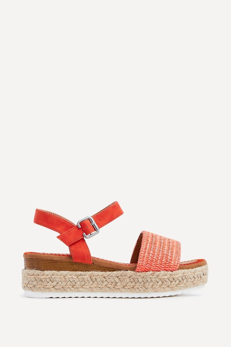 Linzi Orange Panama Two Part Raffia Flatform Sandals - Image 2 of 5