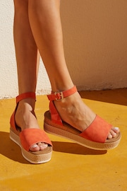 Linzi Orange Resort Two-Part Espadrille Sandals - Image 1 of 5