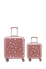 Flight Knight Medium & Large Check-In Hold Luggage Hardcase Travel White/Red Suitcases Set Of 2 - Image 1 of 1
