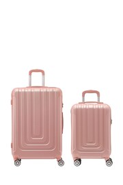 Flight Knight Medium & Large Check-In Hold Luggage Hardcase Travel Blue Suitcases Set Of 2 - Image 1 of 1