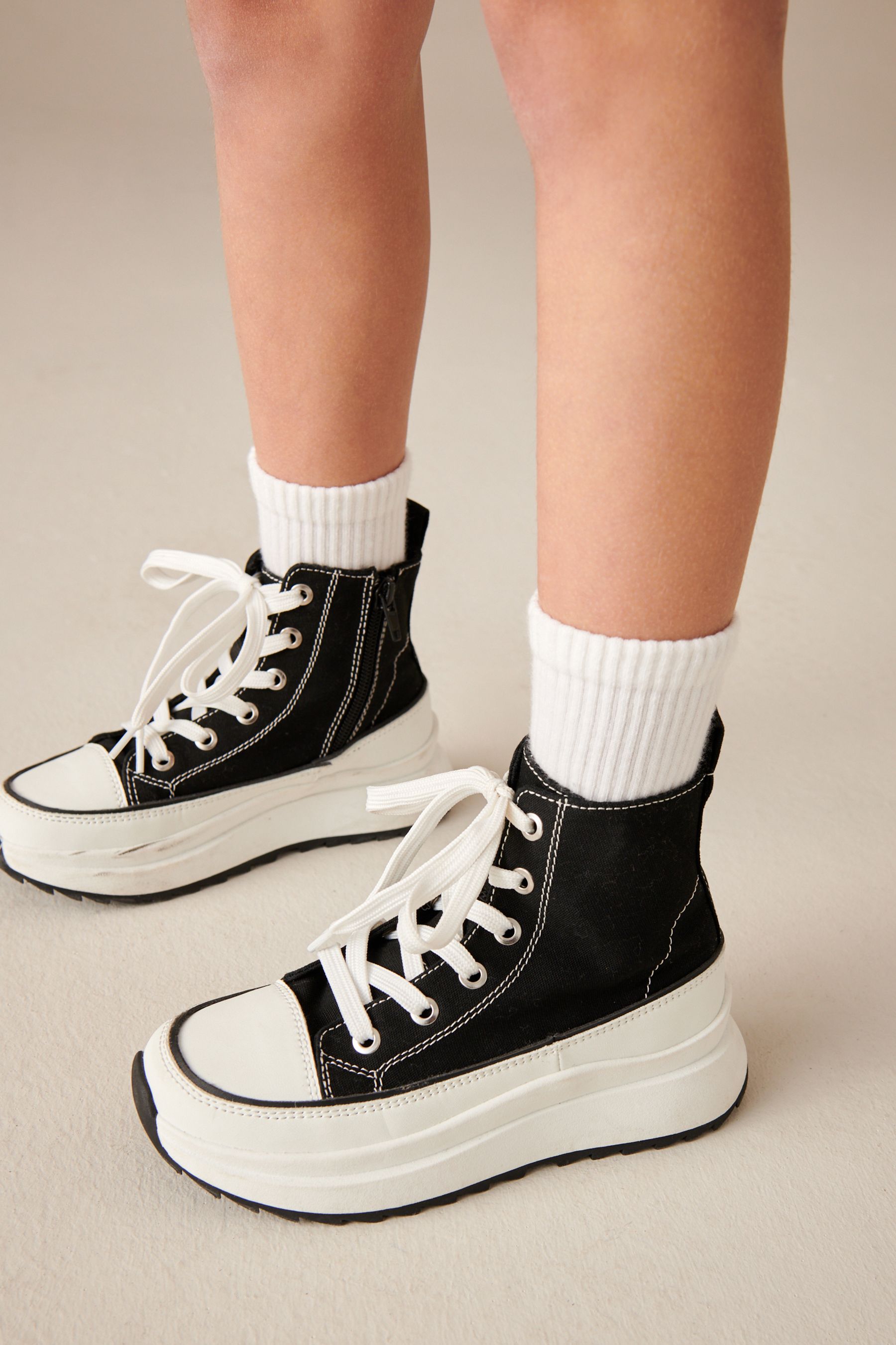 Buy Black Extra Chunky Lace Up With Zip Trainers from Next Luxembourg