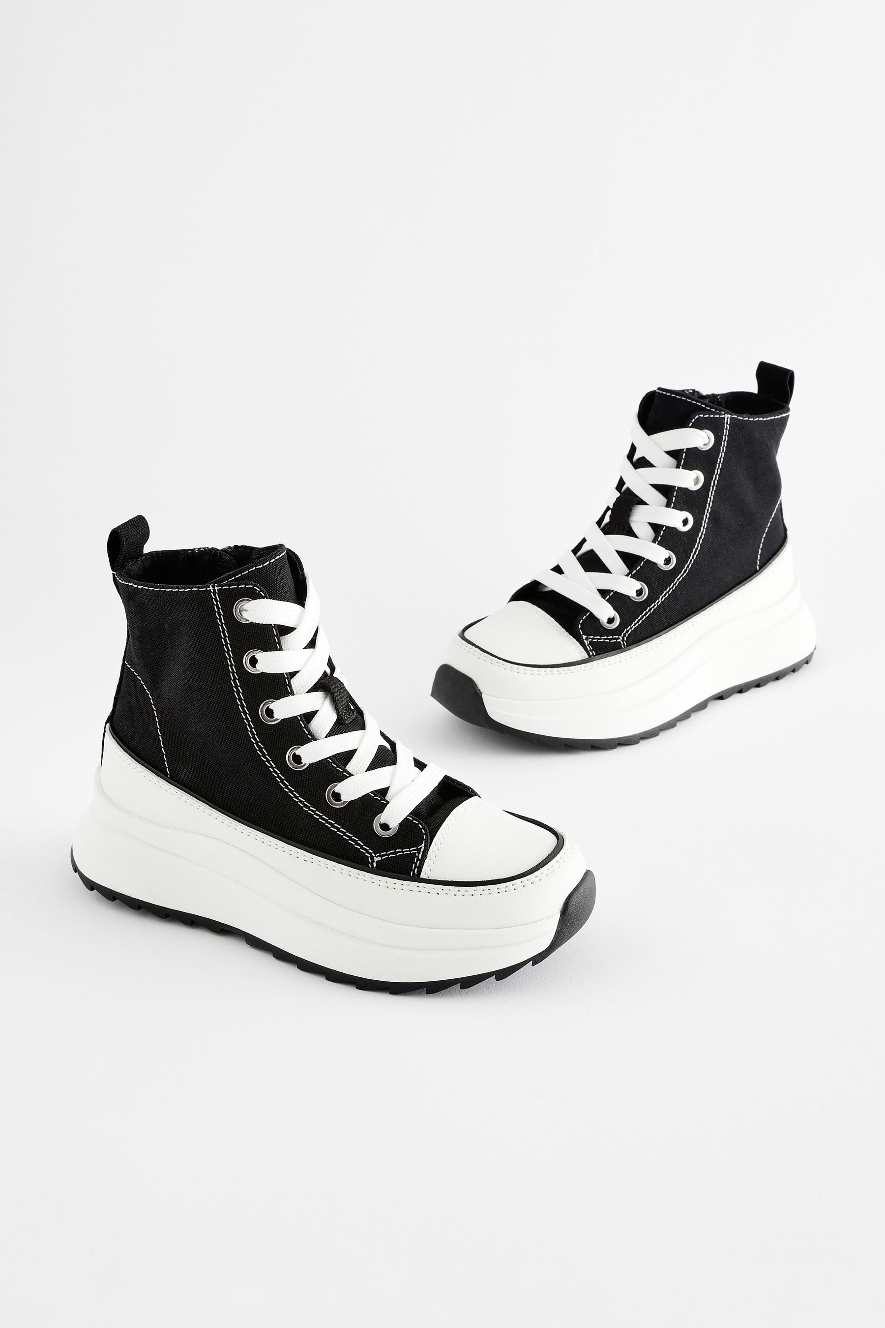 Black Extra Chunky Lace Up With Zip Trainers