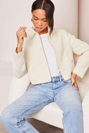 Lipsy Cream Boucle Tailored Zip Through Jacket - Image 4 of 4