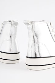 Silver Metallic Chunky High Top Lace-Up Trainers - Image 3 of 5