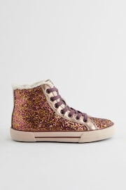 Red Berry Glitter Lace Up High Top Trainers - Image 2 of 6