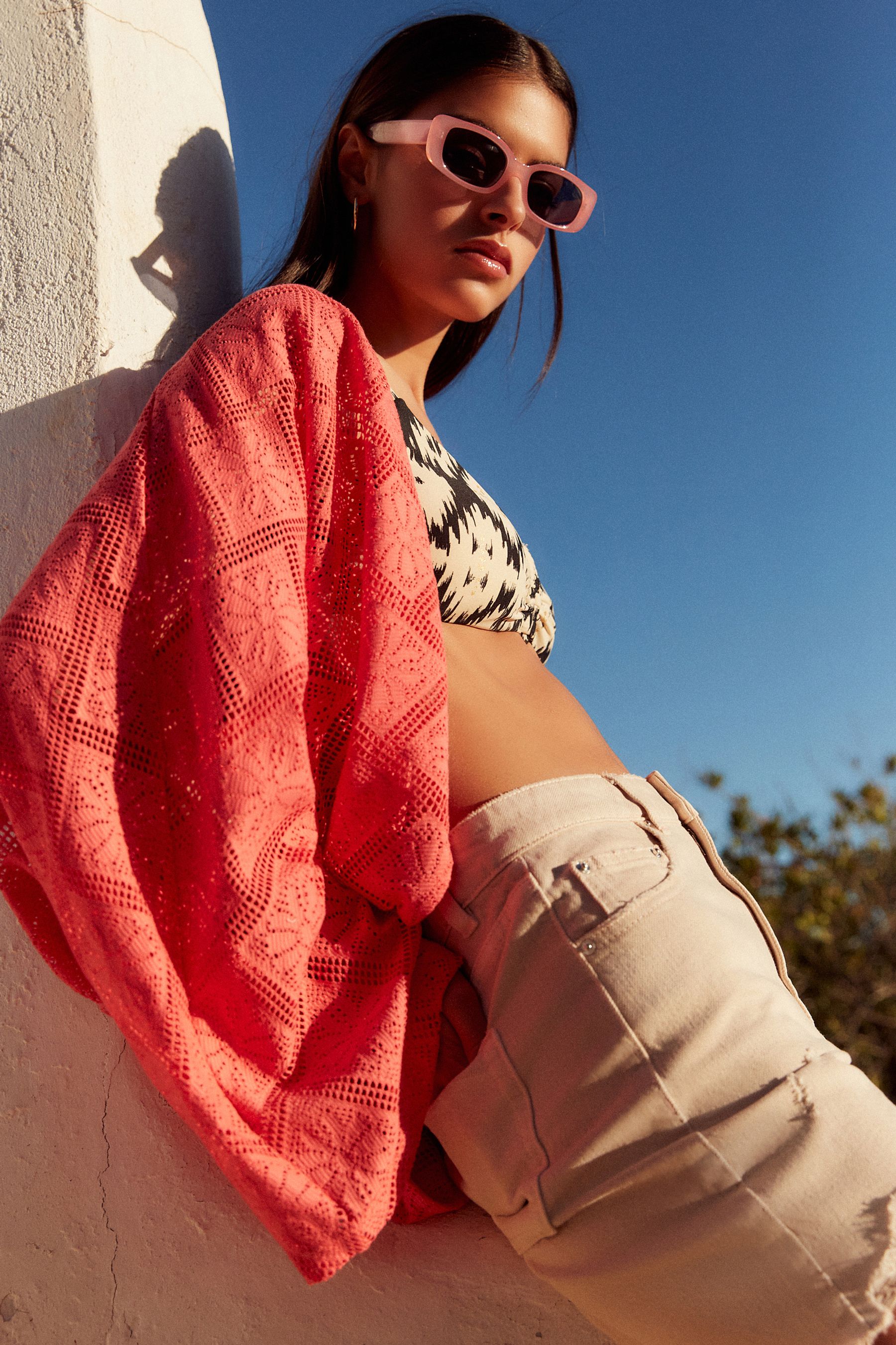 Coral pink cardigan best sale