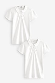 Clarks White Short Sleeve Girls Polo Shirts 2 Pack - Image 1 of 5