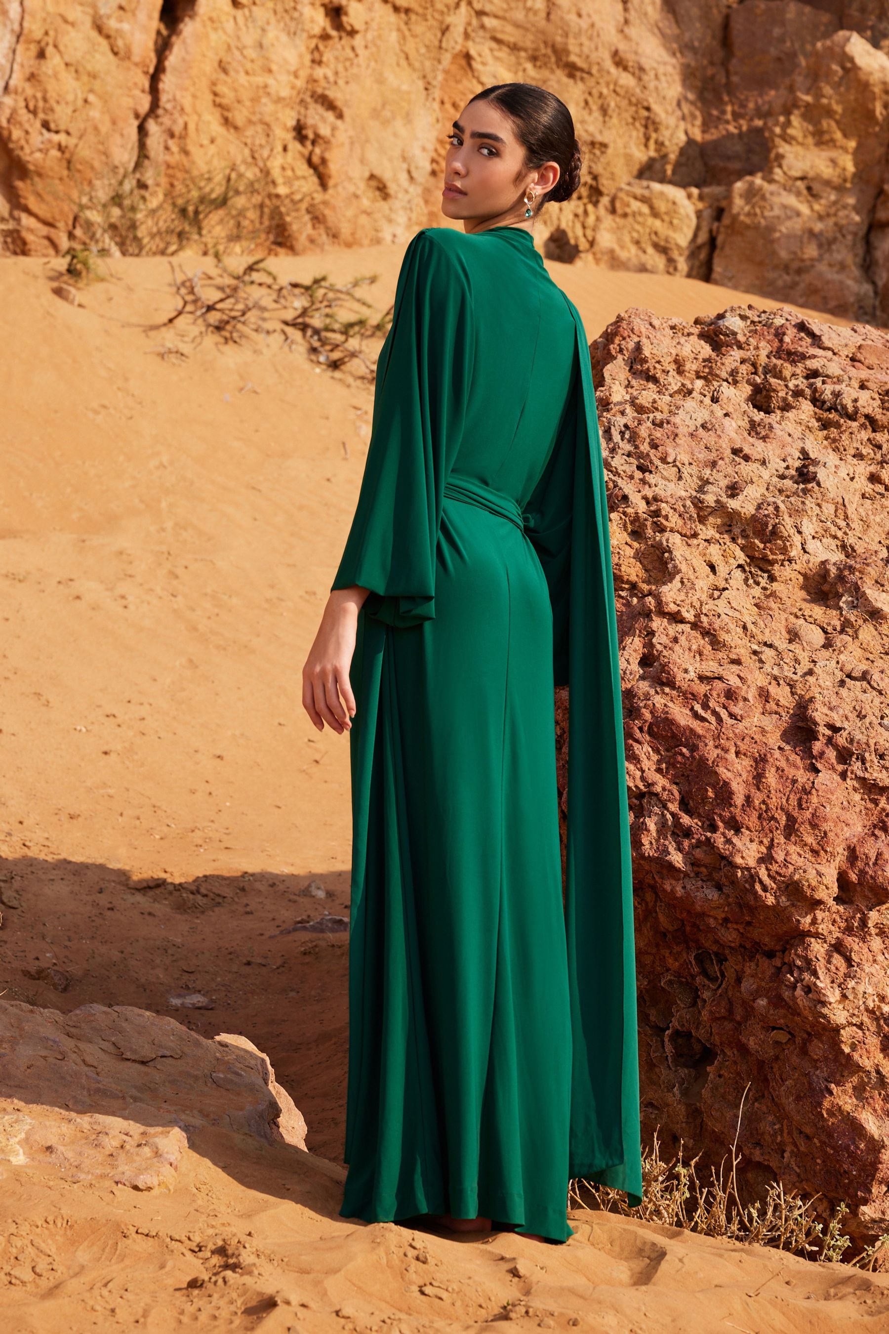 Buy Forest Green Long Sleeve Scarf Maxi Dress from Next Luxembourg
