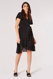 Apricot Black Angel Sleeve Wrap Sparkle Dress - Image 1 of 4
