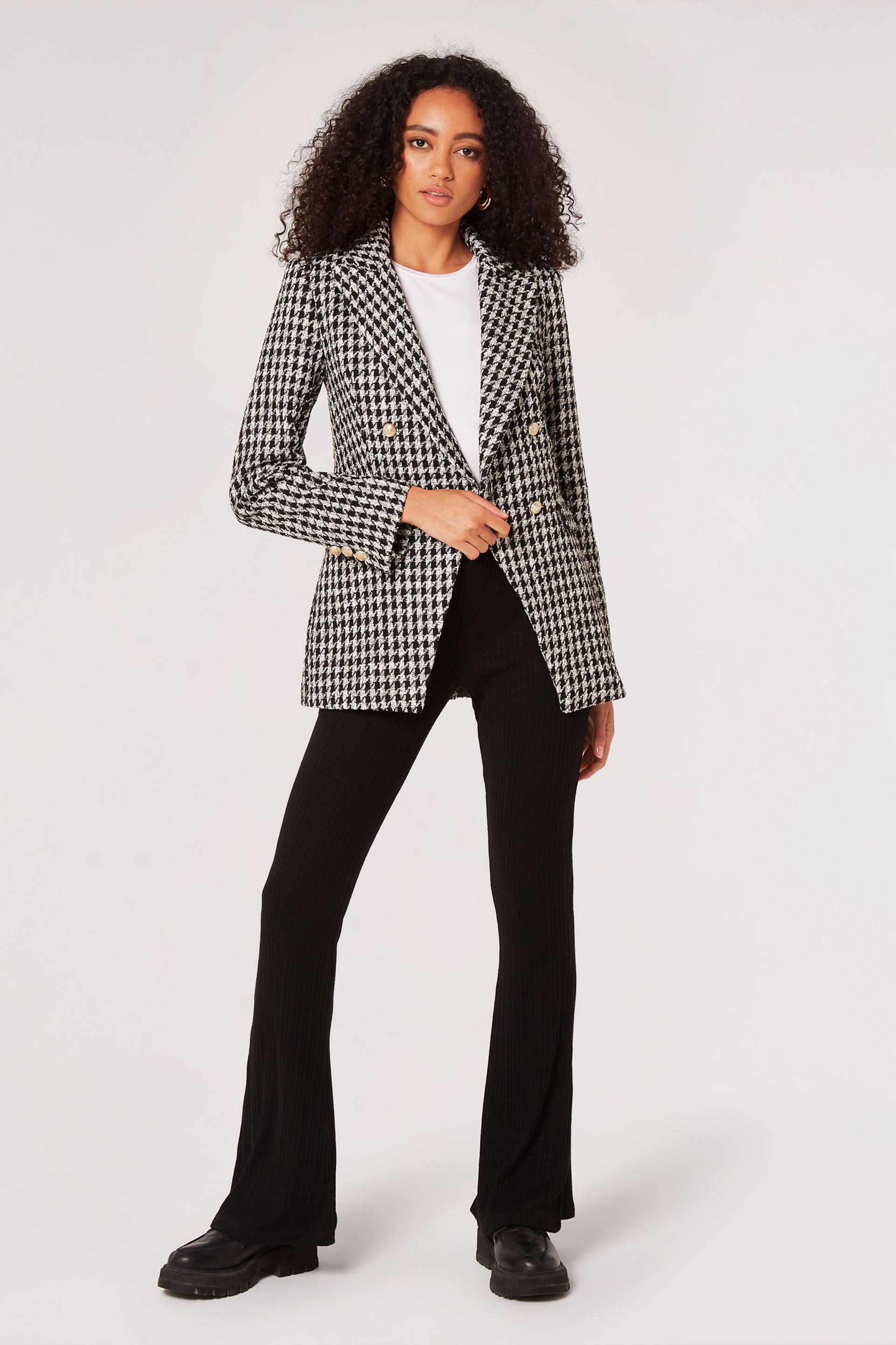 Apricot Black Dogtooth Asym Blazer - Image 4 of 6