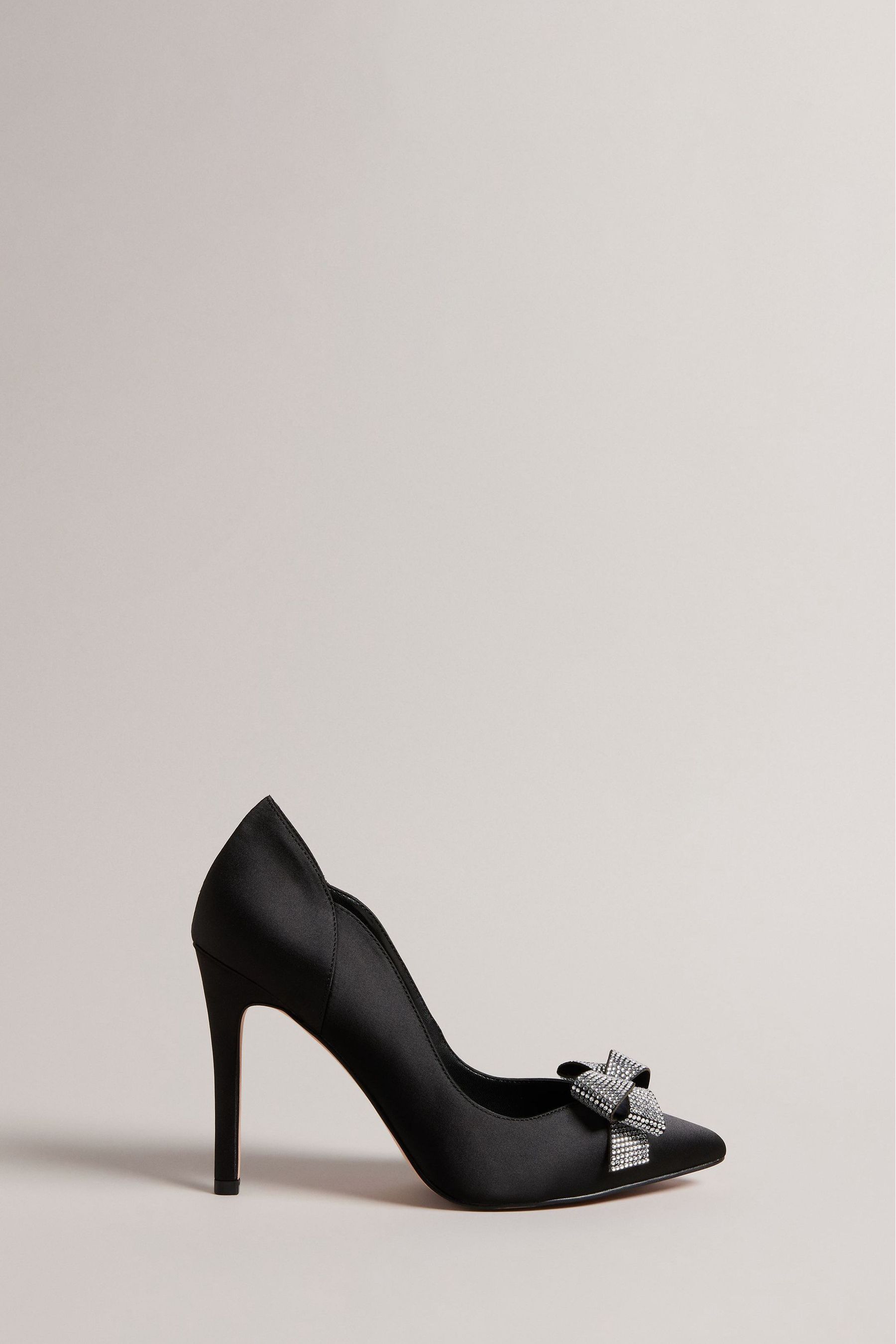 Ted baker black satin bow detail heeled sandals clearance