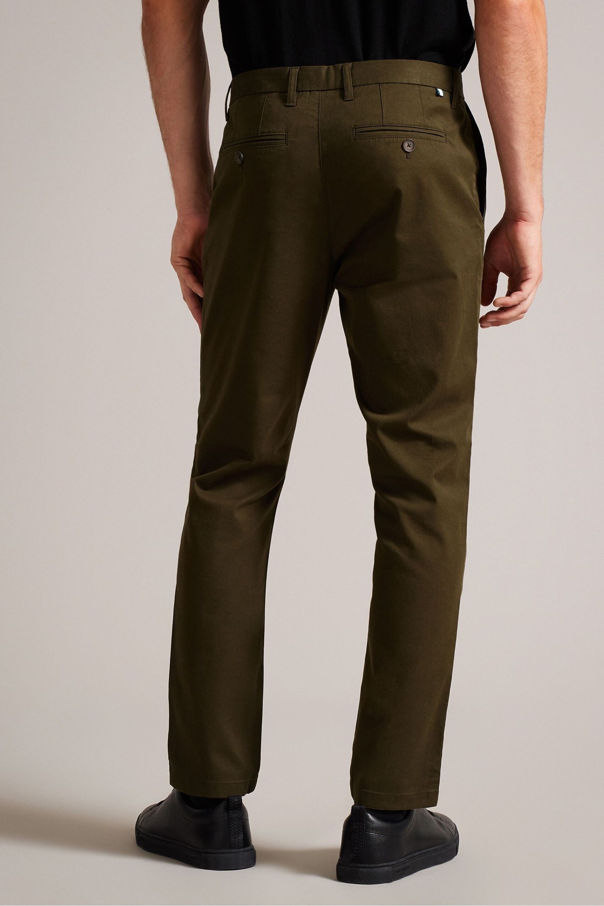 Ted Baker Green Slim Fit Textured Chino Trousers - Image 2 of 5
