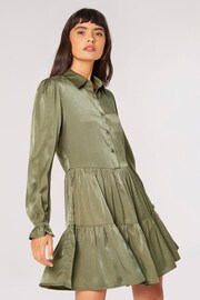 Apricot Green Tiered Shirt Dress - Image 1 of 5