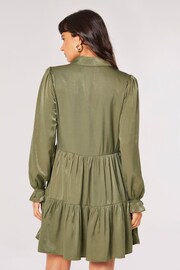 Apricot Green Tiered Shirt Dress - Image 2 of 5