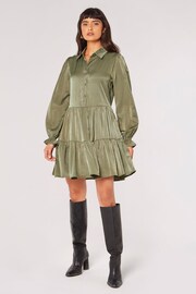 Apricot Green Tiered Shirt Dress - Image 3 of 5