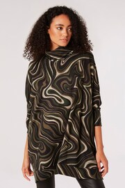 Apricot Green Marble Swirl Roll Neck Top - Image 1 of 4
