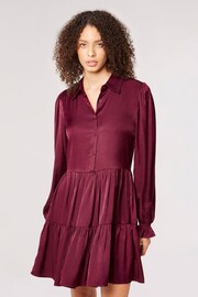 Apricot Red Tiered Shirt Dress - Image 1 of 4