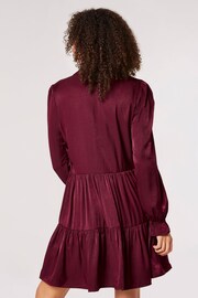 Apricot Red Tiered Shirt Dress - Image 2 of 4