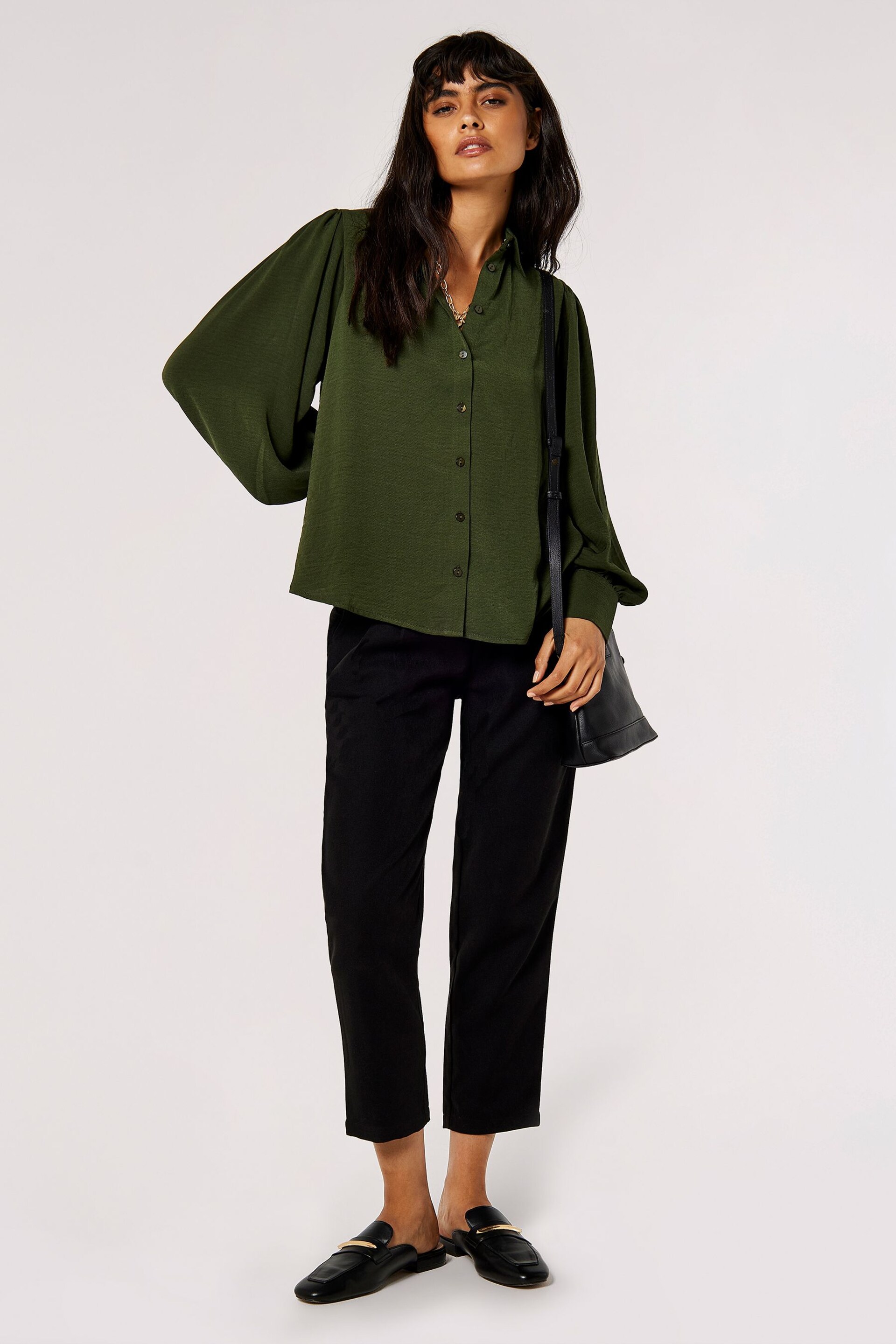Apricot Green Airflow Volume Sleeve Shirt - Image 4 of 5