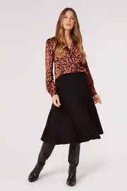 Apricot Black Painterly Floral Wrap Top - Image 1 of 4